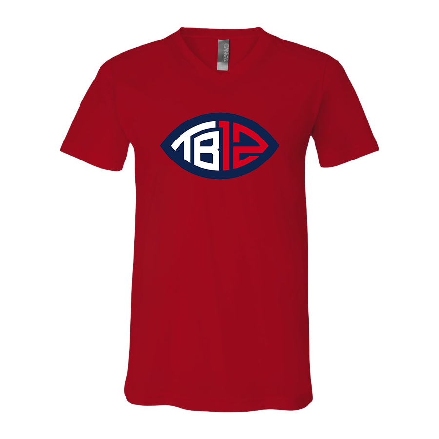 Men's Tom Brady 12 BELLA  CANVAS  Jersey V-Neck Tee