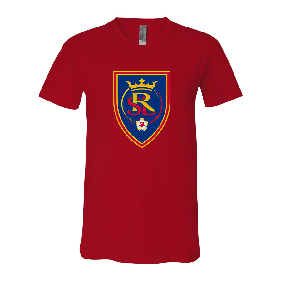 Men's Real Salt Lake Soccer BELLA  CANVAS  Jersey V-Neck Tee