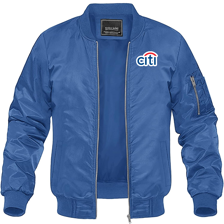 Men's Citi Bank Lightweight Bomber Jacket Windbreaker Softshell Varsity Jacket