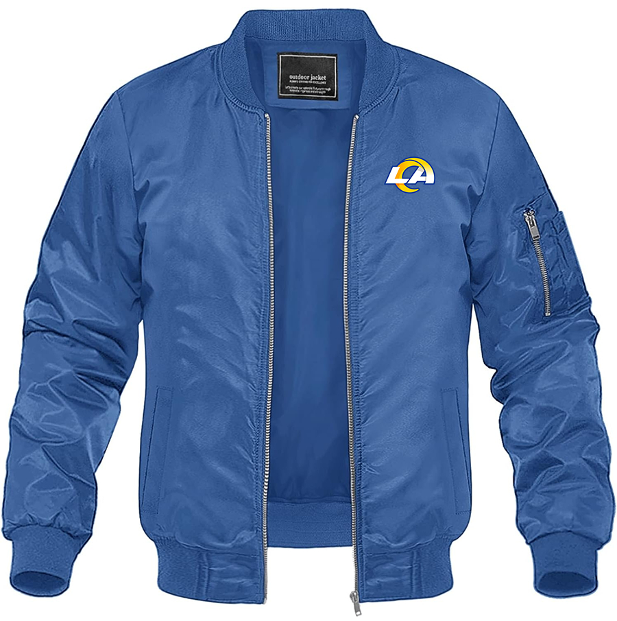 Men's Los Angeles Rams Lightweight Bomber Jacket Windbreaker Softshell Varsity Jacket