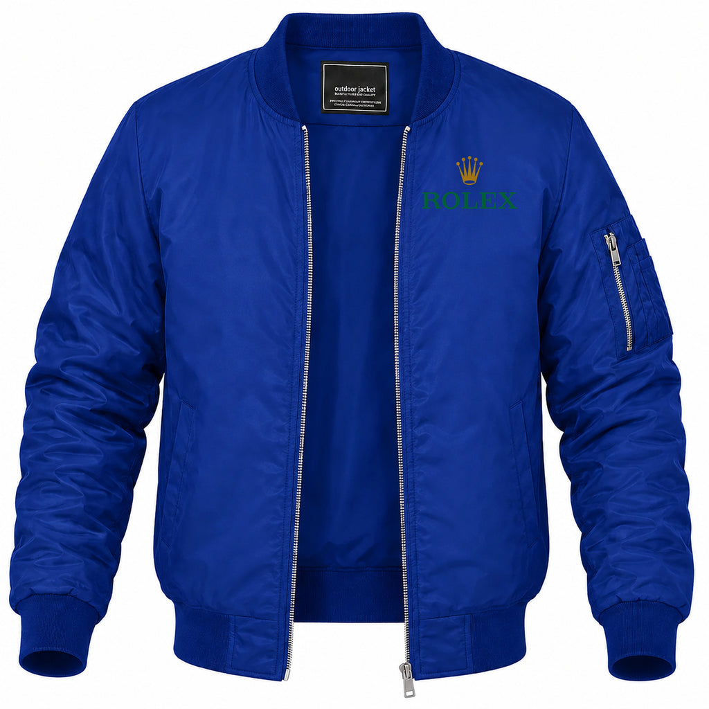 Men's Rolex Lightweight Bomber Jacket Windbreaker Softshell Varsity Jacket Coat
