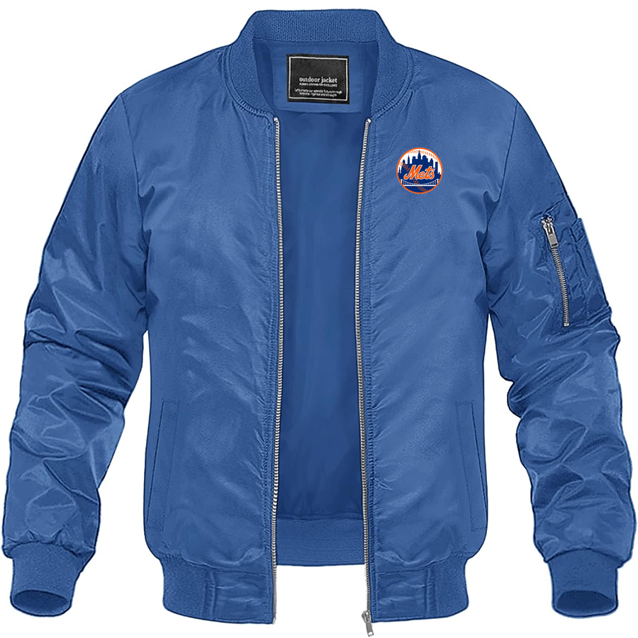 Men's New York Mets Lightweight Bomber Jacket Windbreaker Softshell Varsity Jacket