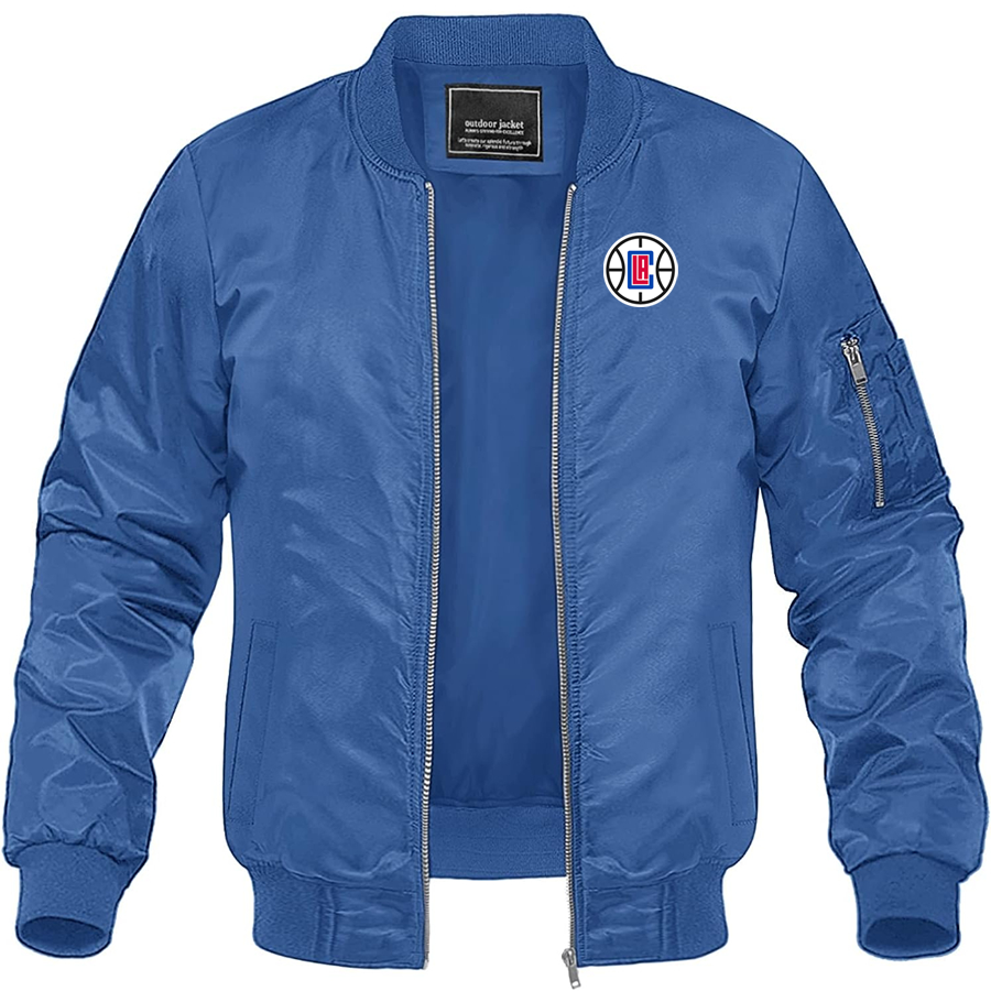 Men's LA Clippers Lightweight Bomber Jacket Windbreaker Softshell Varsity Jacket Coat