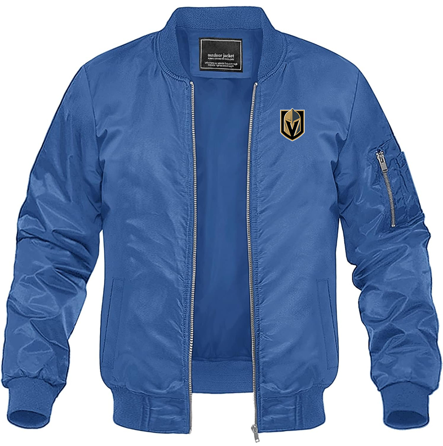 Men's NHL Vegas Golden Knights Lightweight Bomber Jacket Windbreaker Softshell Varsity Jacket