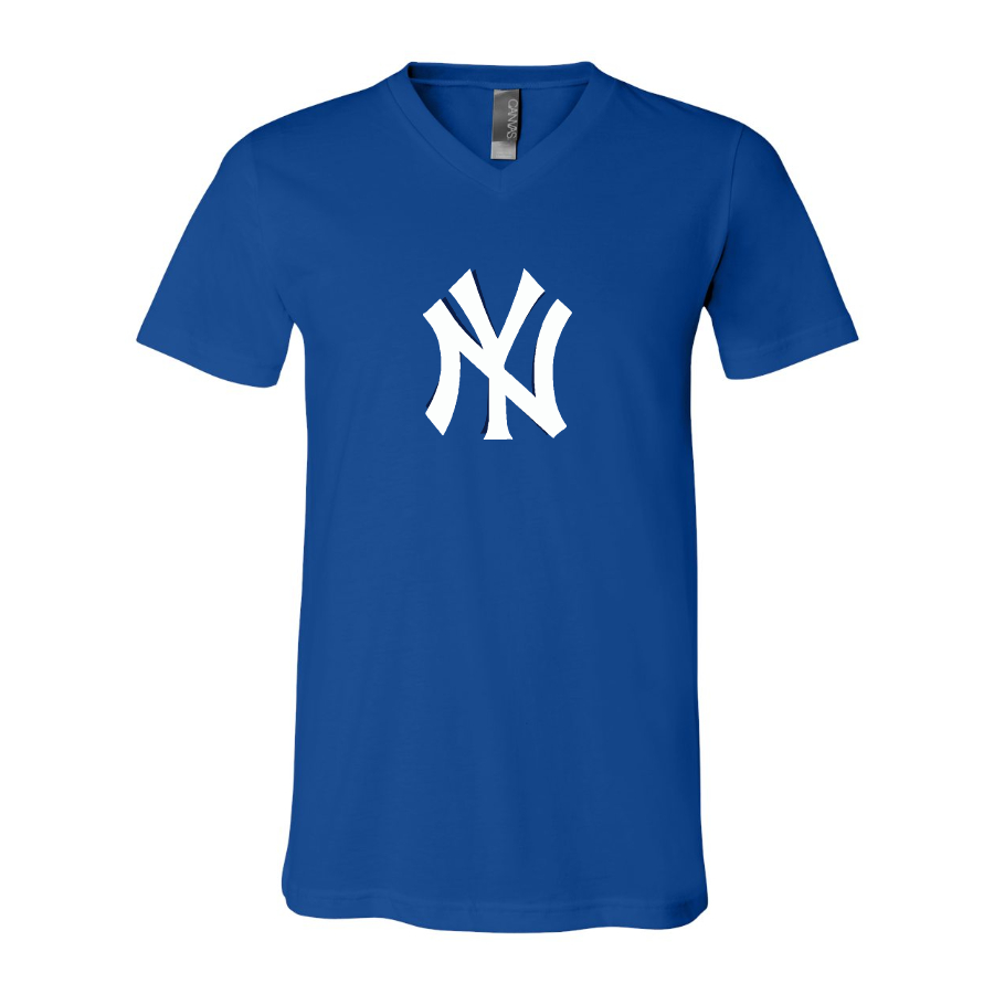 New York NY Yankees BELLA  CANVAS  Jersey V-Neck Tee
