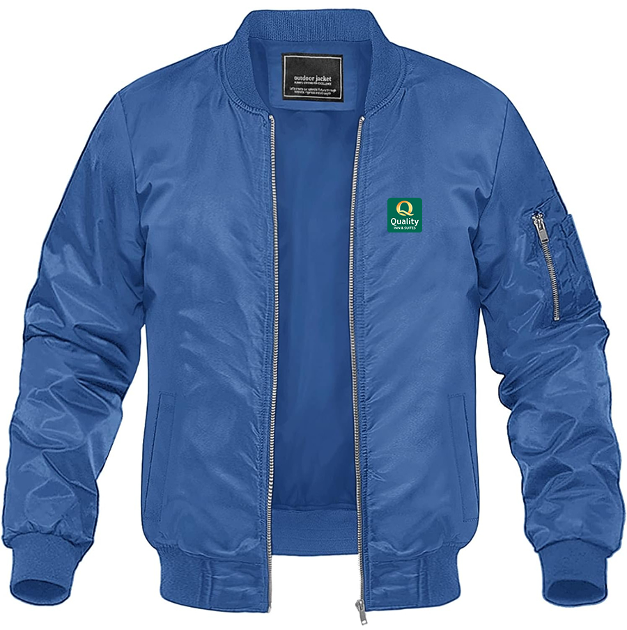 Men's Quality Inn & Suites Lightweight Bomber Jacket Windbreaker Softshell Varsity Jacket