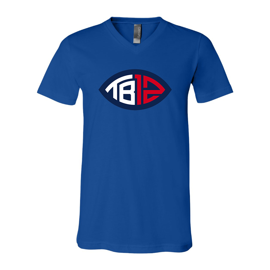Men's Tom Brady 12 BELLA  CANVAS  Jersey V-Neck Tee