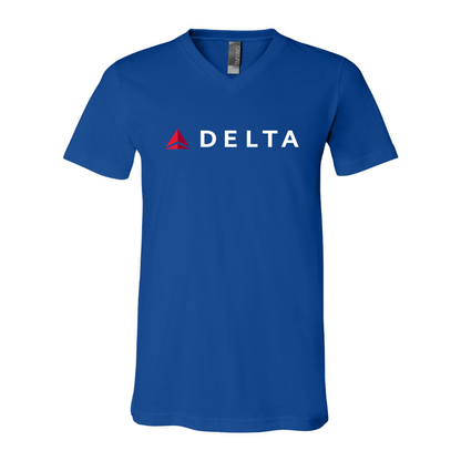 Men's Delta Airlines  BELLA  CANVAS  Jersey V-Neck Tee