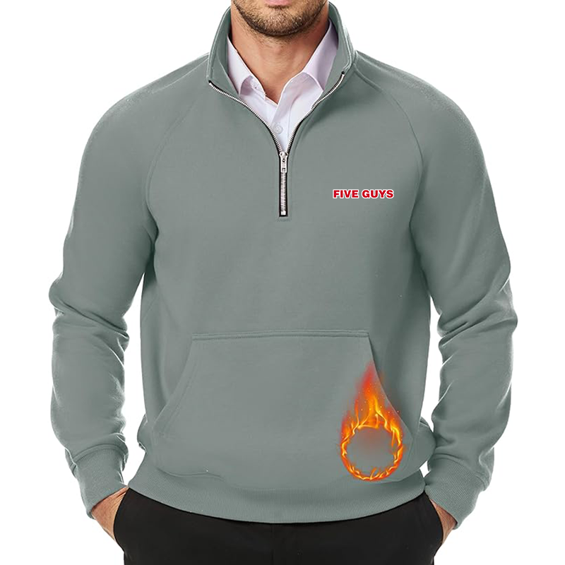Men's Five Guys JMIERR Quarter Zip Pullover Heavy Sweatshirts Warm Fleece Sweatshirt Polo