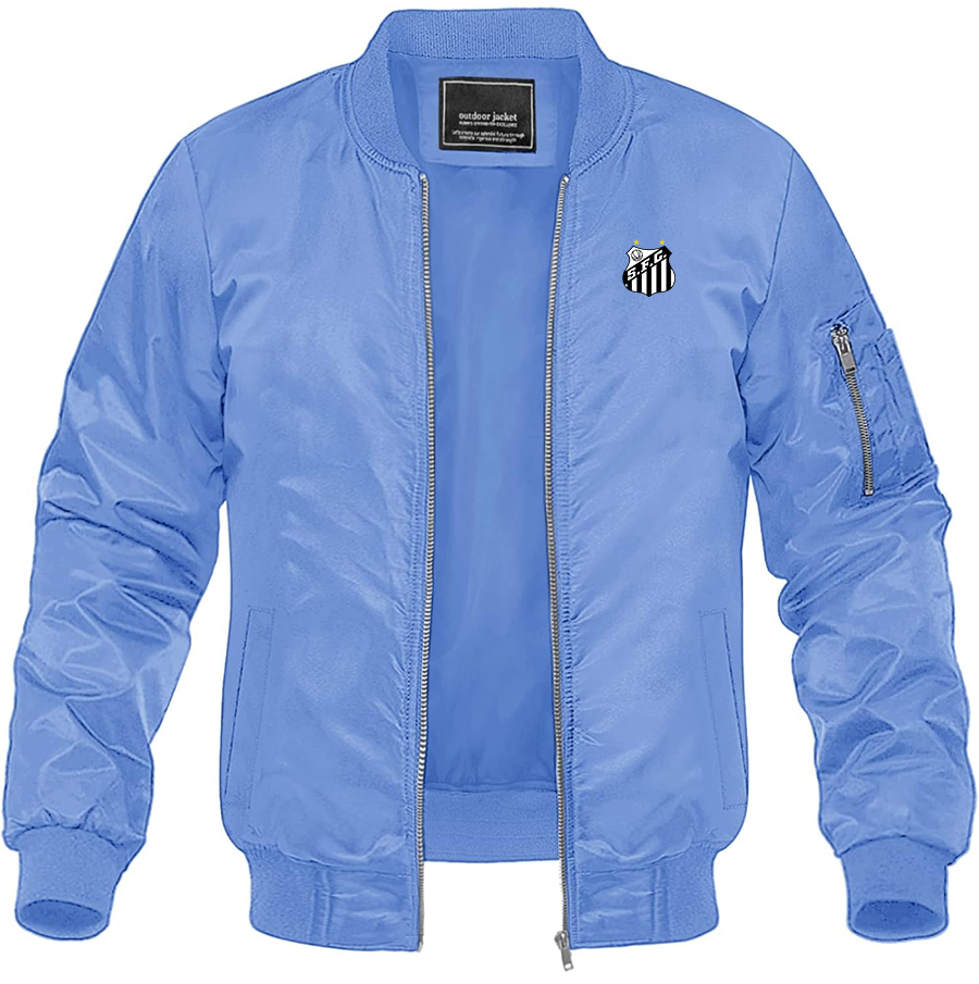 Men's Santos FC Lightweight Bomber Jacket Windbreaker Softshell Varsity Jacket