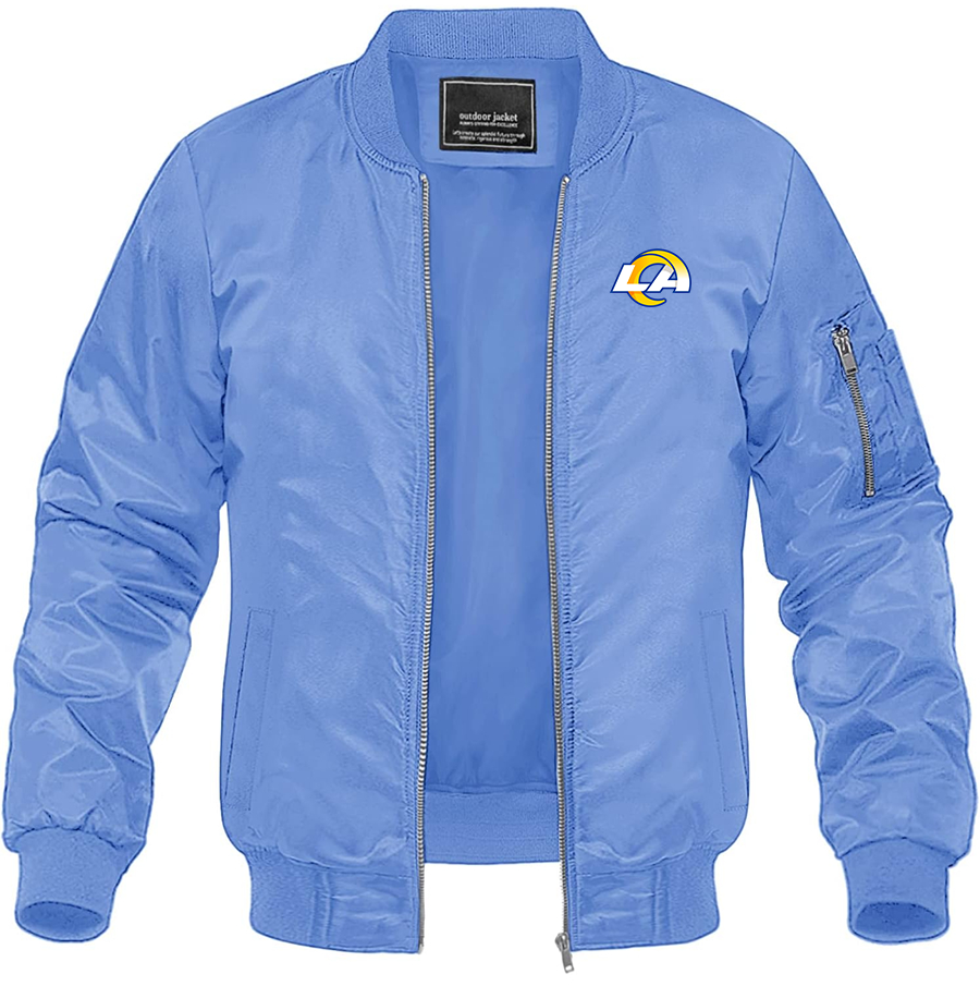 Men's Los Angeles Rams Lightweight Bomber Jacket Windbreaker Softshell Varsity Jacket