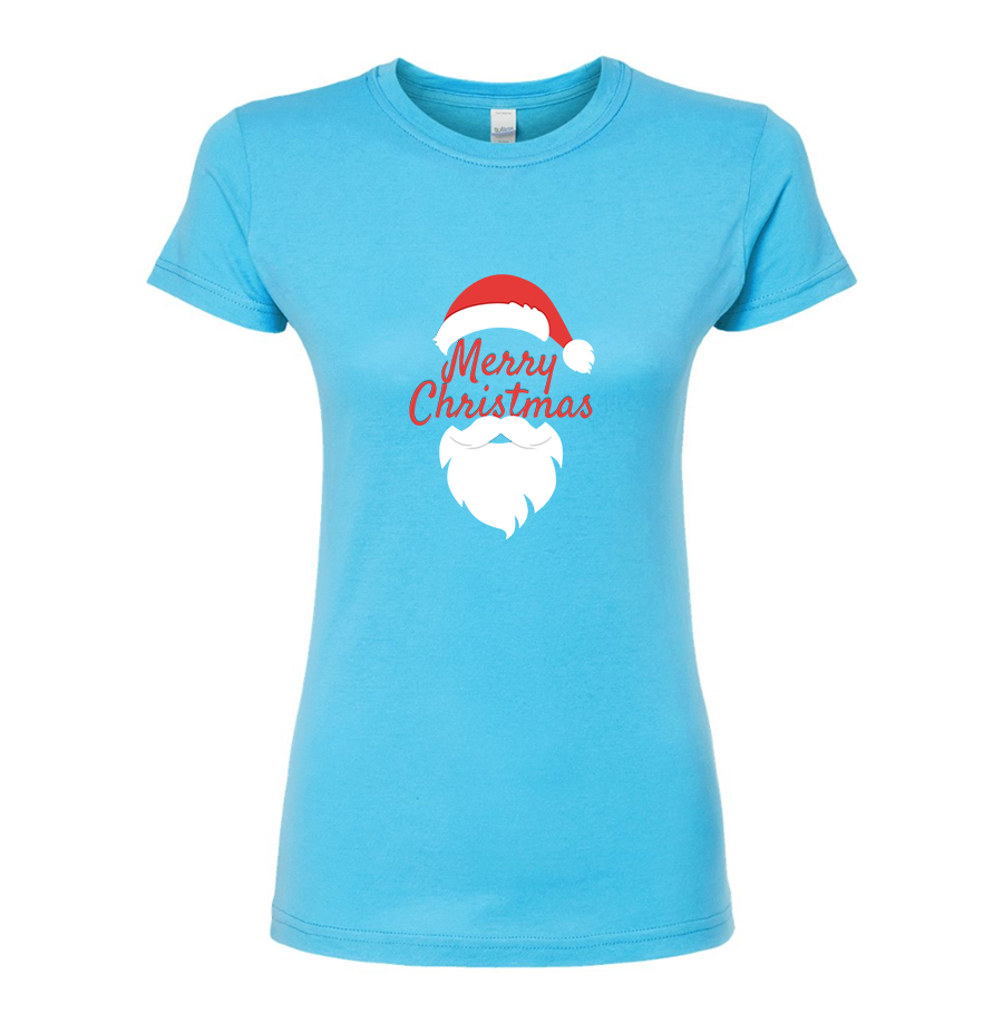 Women's Merry Christmas Santa Claus Round Neck T-Shirt