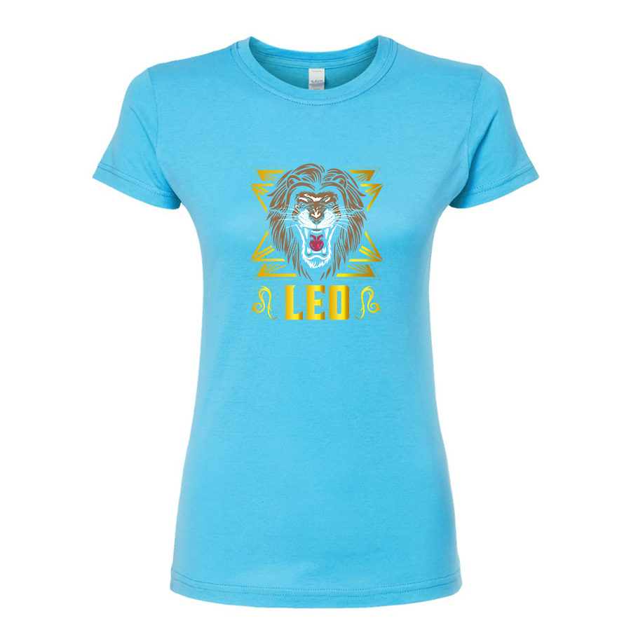 Women's Leo Zodiac Sign Round Neck T-Shirt