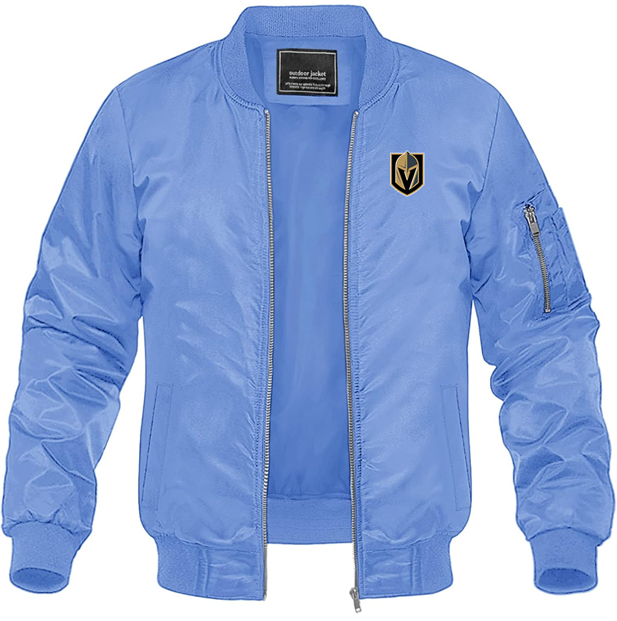 Men's NHL Vegas Golden Knights Lightweight Bomber Jacket Windbreaker Softshell Varsity Jacket