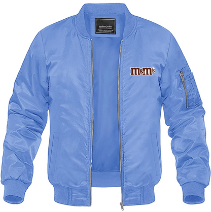 Men's M&M_s Lightweight Bomber Jacket Windbreaker Softshell Varsity Jacket