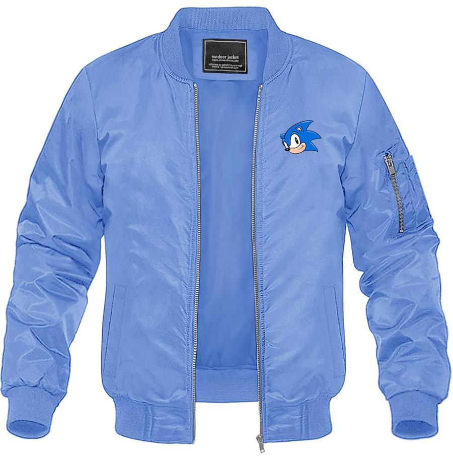 Men's Sonic the Hedgehog Lightweight Bomber Jacket Windbreaker Softshell Varsity Jacket