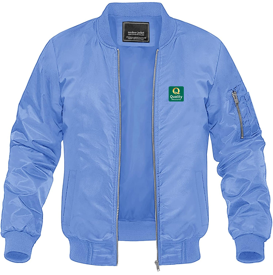 Men's Quality Inn & Suites Lightweight Bomber Jacket Windbreaker Softshell Varsity Jacket