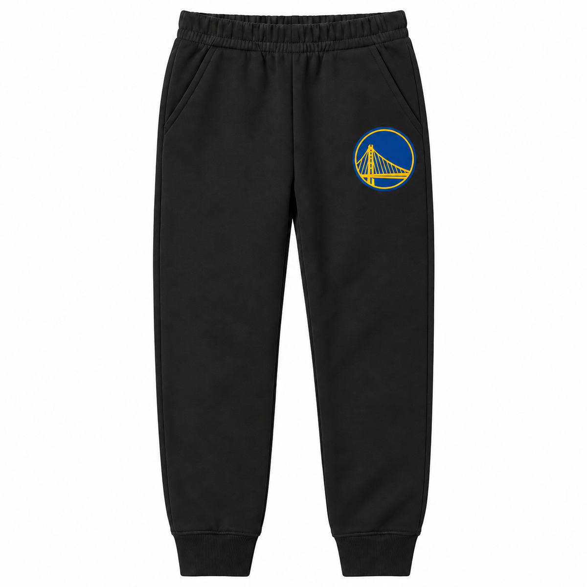 Black youth joggers with Golden State Warriors bridge print