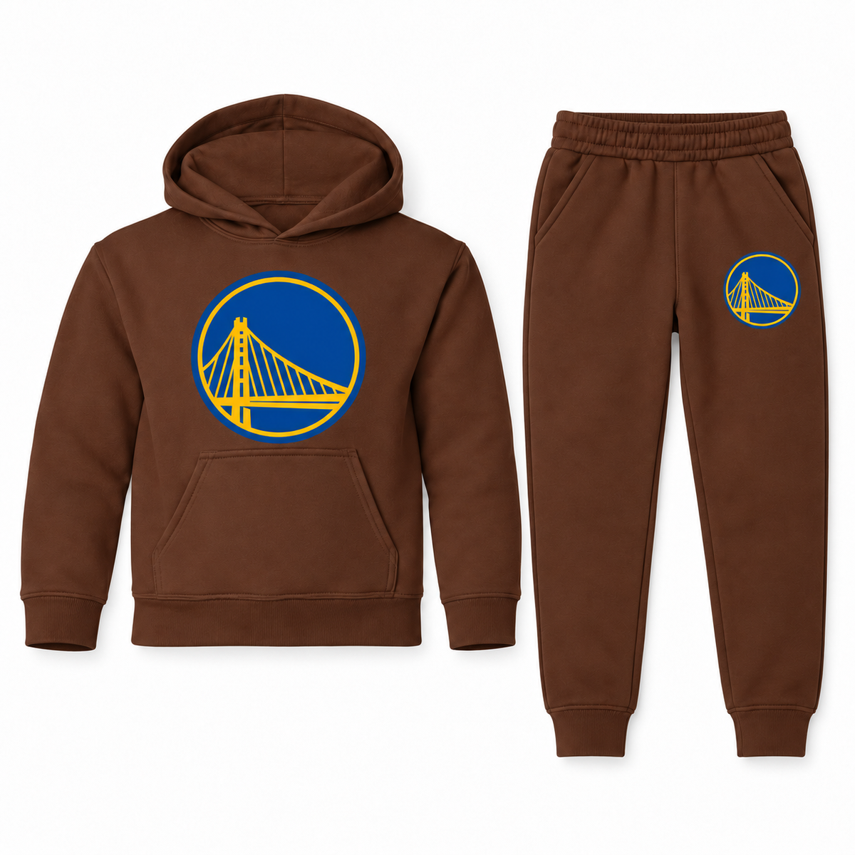 Golden State Warriors youth hoodie and joggers set in Brown