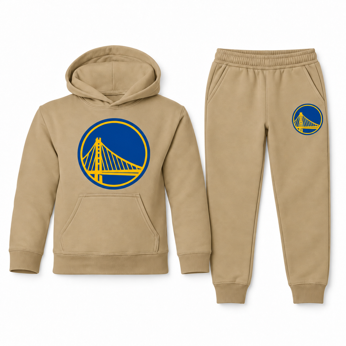 Golden State Warriors youth hoodie and joggers set in Khaki