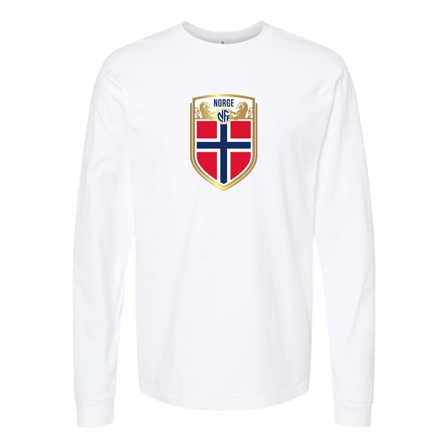 Men's Norway Soccer Long sleeves Cotton Blend T-Shirt