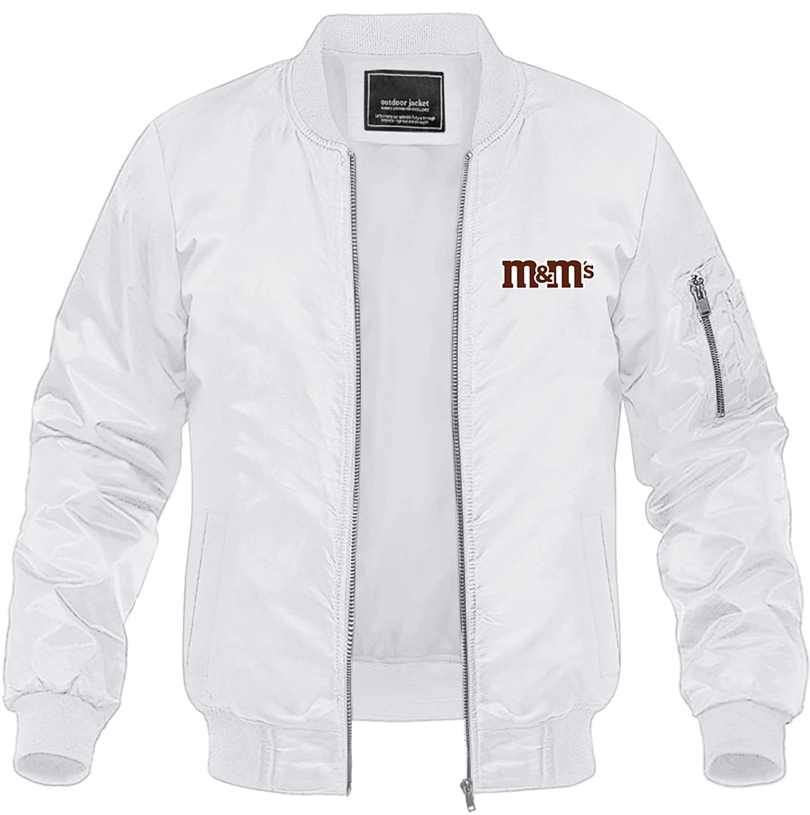 Men's M&M_s Lightweight Bomber Jacket Windbreaker Softshell Varsity Jacket