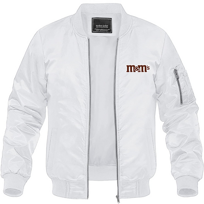 Men's M&M_s Lightweight Bomber Jacket Windbreaker Softshell Varsity Jacket