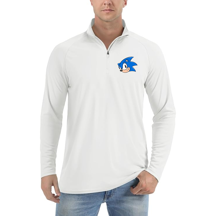 Men's Sonic the Hedgehog  Lightweight Quarter-Zip Athletic Shirt Long Sleeve Performance Wear