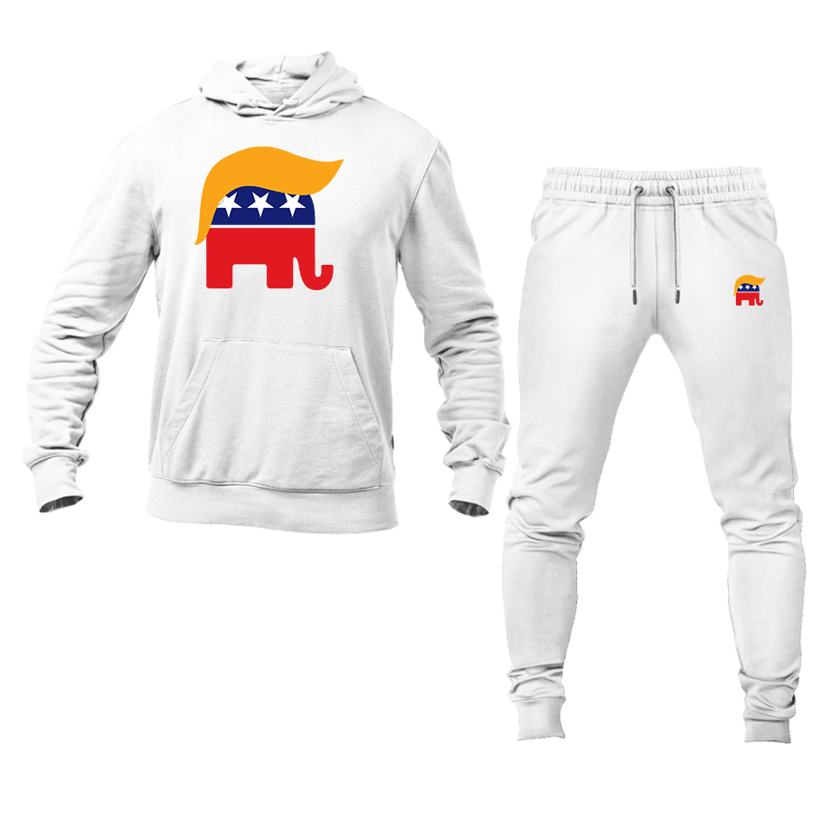 Men's Donald Trump Hair Elephant Hoodie and Joggers Set