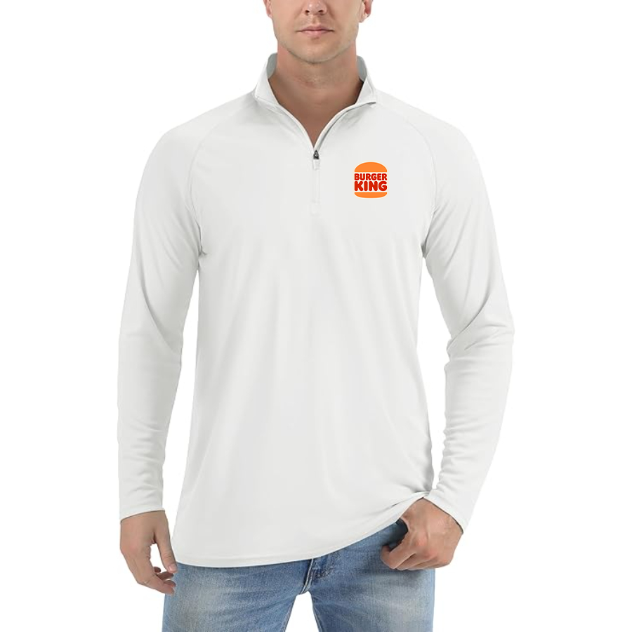 Men's Burger King Lightweight Quarter-Zip Athletic Shirt Long Sleeve Performance Wear