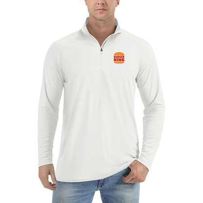 Men's Burger King Lightweight Quarter-Zip Athletic Shirt Long Sleeve Performance Wear