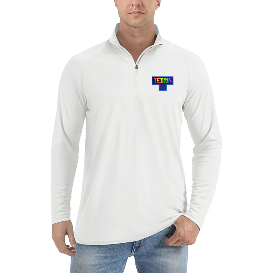 Men's Tetris Lightweight Quarter-Zip Athletic Shirt Long Sleeve Performance Wear
