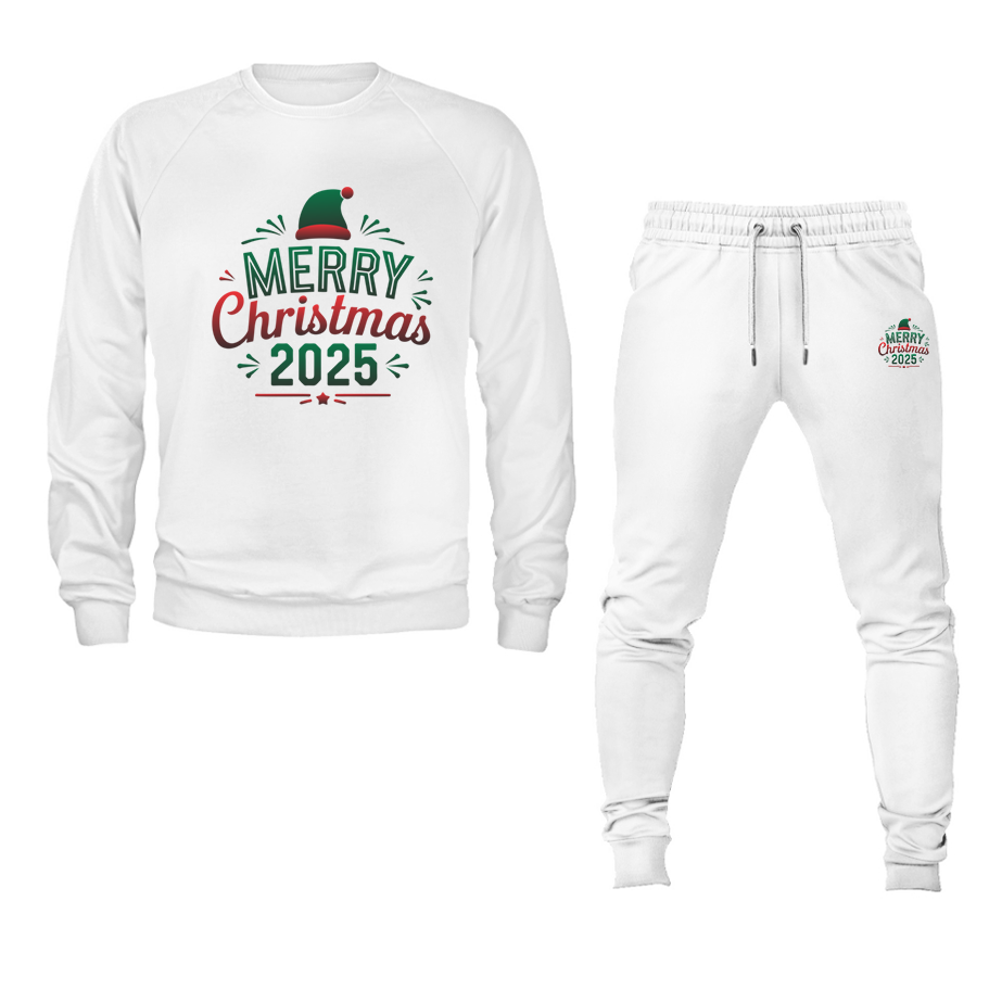 Men's Merry Christmas 2025 Crewneck Sweatshirt Joggers Suit