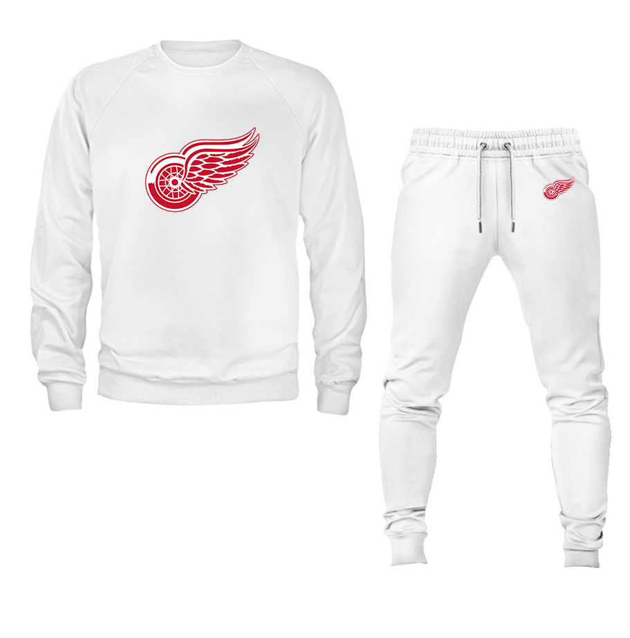Men's NHL Detroit Red Wings Crewneck Sweatshirt Joggers Suit – Tee