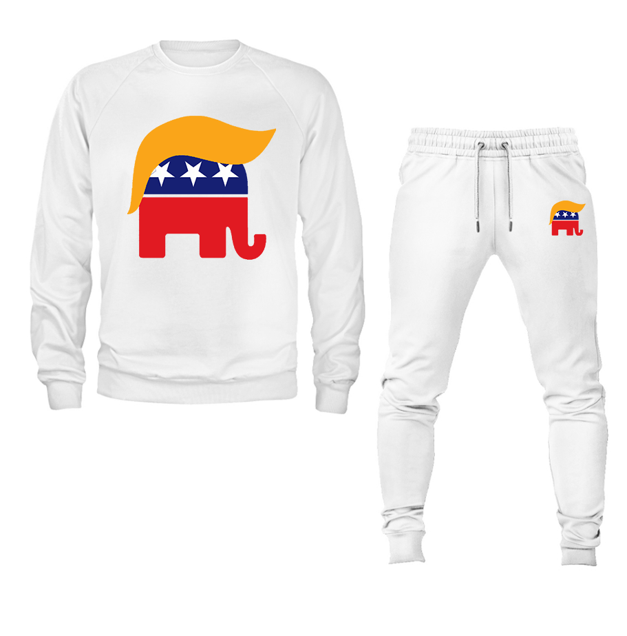 Men's Donald Trump Hair Elephant Crewneck Sweatshirt Joggers Suit