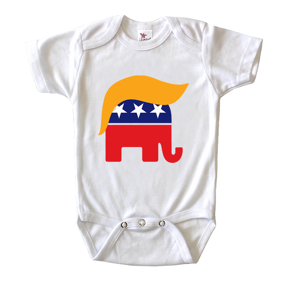 Donald Trump Hair Elephant Baby Romper Onesie