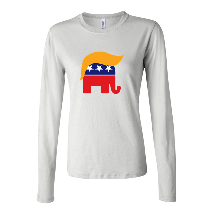 Women's Donald Trump Hair Elephant Long Sleeve T-Shirt