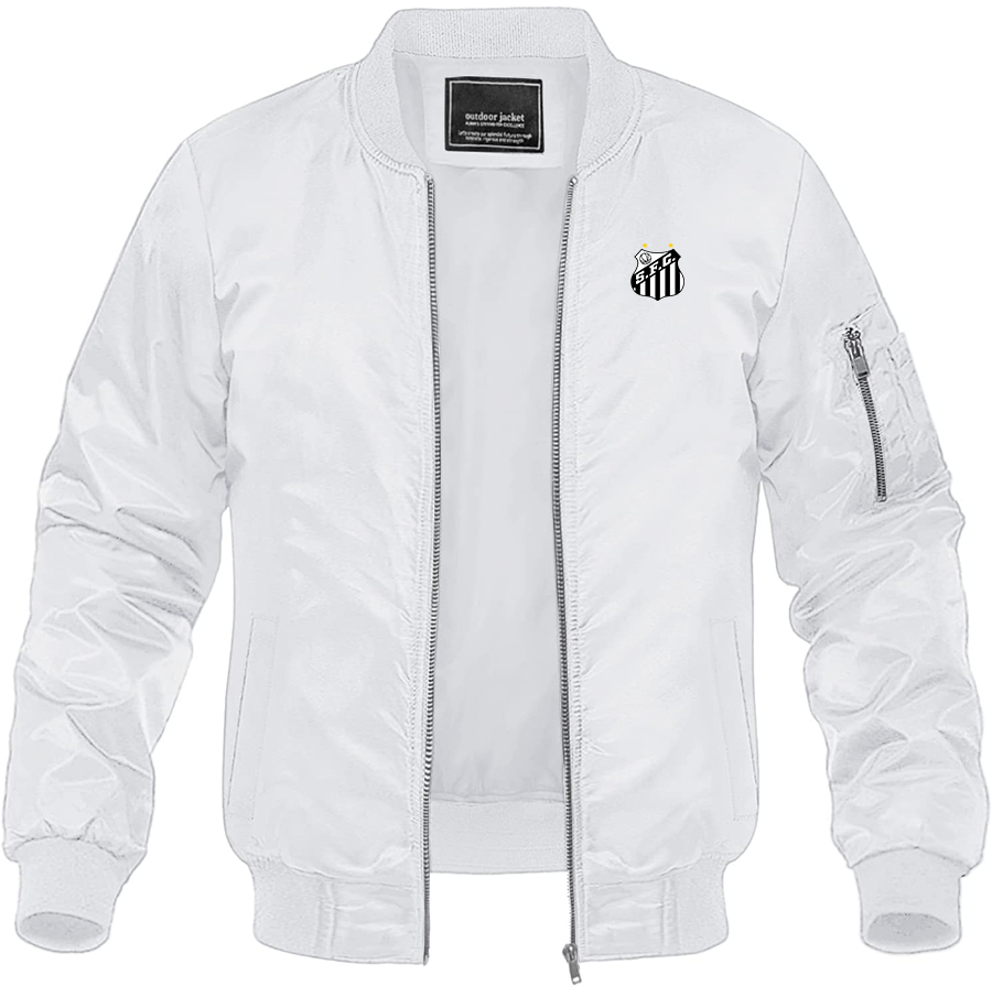 Men's Santos FC Lightweight Bomber Jacket Windbreaker Softshell Varsity Jacket