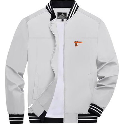 Men's Hooters Lightweight Zip-Up Bomber Jacket with Ribbed Collar and Cuffs Versatile Casual Outerwear