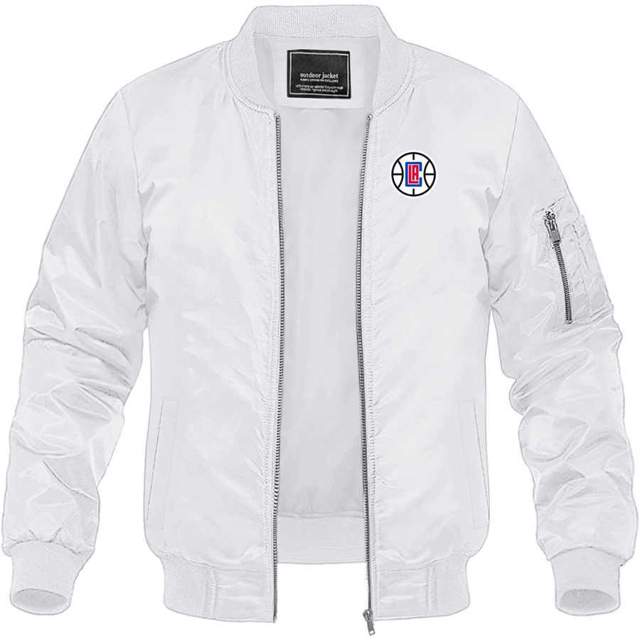 Men's LA Clippers Lightweight Bomber Jacket Windbreaker Softshell Varsity Jacket Coat