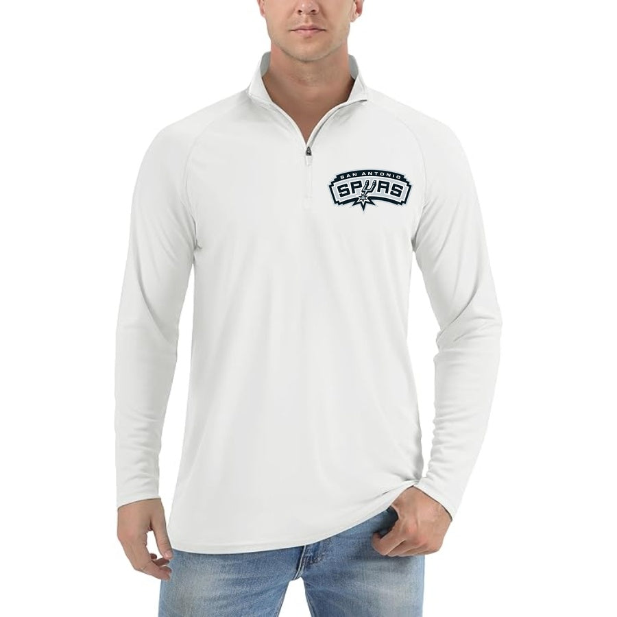 Men's Spurs Lightweight Quarter-Zip Athletic Shirt Long Sleeve Performance Wear