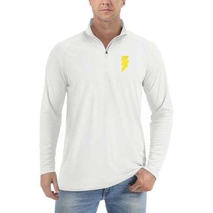 Men's Black Adam Lightweight Quarter-Zip Athletic Shirt Long Sleeve Performance Wear