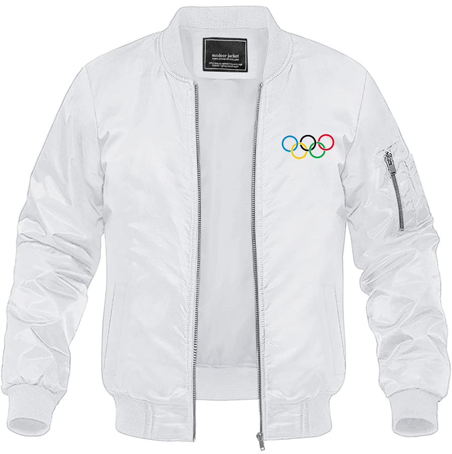 Men's Olympics Rings Lightweight Bomber Jacket Windbreaker Softshell Varsity Jacket