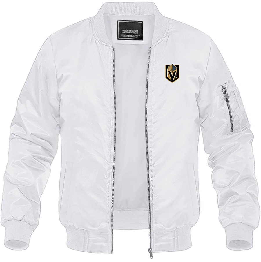 Men's NHL Vegas Golden Knights Lightweight Bomber Jacket Windbreaker Softshell Varsity Jacket