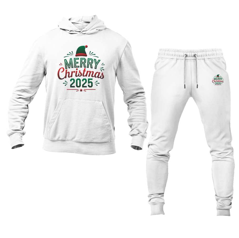 Men's Merry Christmas 2025 Hoodie and Joggers Set