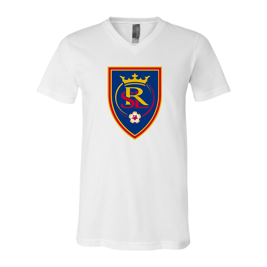 Men's Real Salt Lake Soccer BELLA  CANVAS  Jersey V-Neck Tee