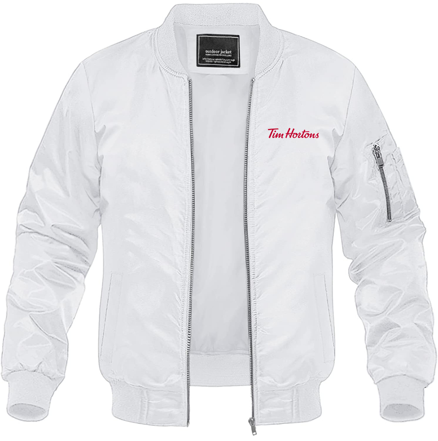 Men's Tim Hortons Lightweight Bomber Jacket Windbreaker Softshell Varsity Jacket