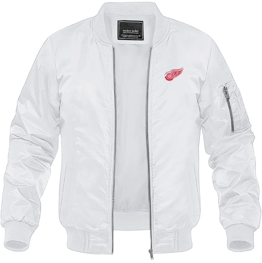 Men's NHL Detroit Red Wings Lightweight Bomber Jacket Windbreaker Softshell Varsity Jacket