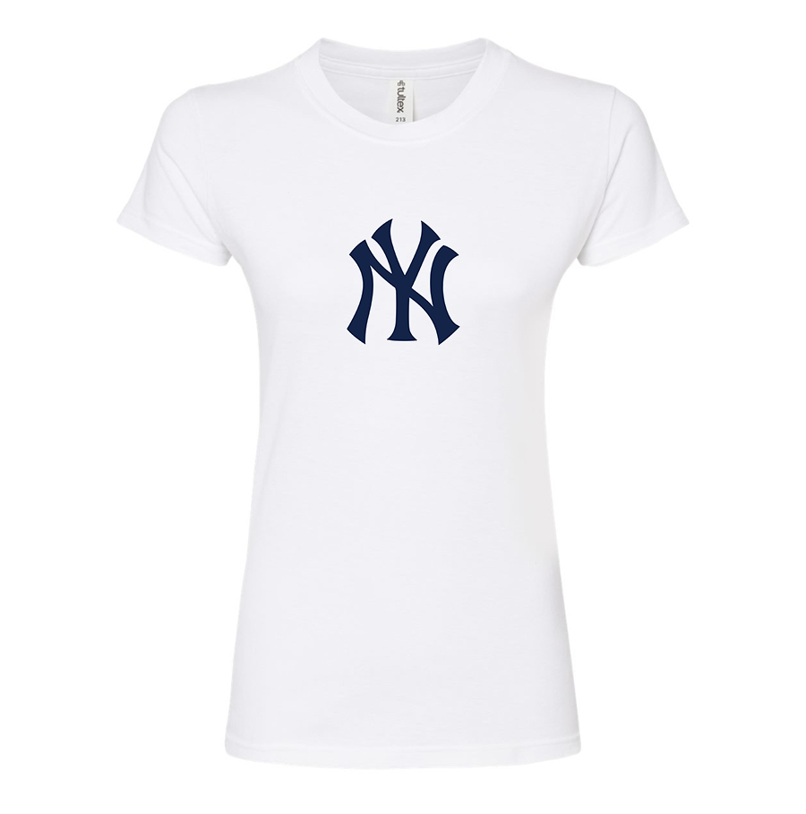 Women's New York NY Yankees Baseball Round Neck T-Shirt