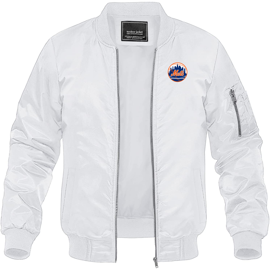 Men's New York Mets Lightweight Bomber Jacket Windbreaker Softshell Varsity Jacket